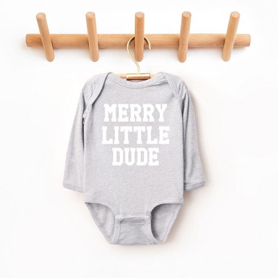 The Juniper Shop Merry Little Dude Baby Long Sleeve Bodysuit - Newborn - Heather Grey