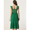 INSPIRE CHIC Women's Boho Square Neck Ruffle Trim Flowy Smocked Midi Sundresses - 3 of 4