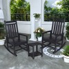 FURNIinspire Patio Seating Sets 3 Pieces Outdoor Rocking Chair With Side Table, Wood Texture Rocking Chairs With Black Side Table, Black, 35“*23”*41“ - 2 of 4