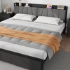 King Size Bed Frame with Storage Headboard, Industrial King Platform Bed with 2 Large Drawers, No Box Spring Needed, Noise Free, Black - 2 of 4