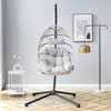 FURNIinspire Patio Swings Hanging Chair With Wicker Weave, Single Person Swing With Seat Cushion For Indoor And Outdoor, Gray, 37“*37"*79" - 4 of 4