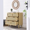 3 Rattan Drawer Dresser With 3 Wide Drawers, Metal Handles Modern Rattan Dresser Cabinet For Bedroom, Living Room - 3 of 4