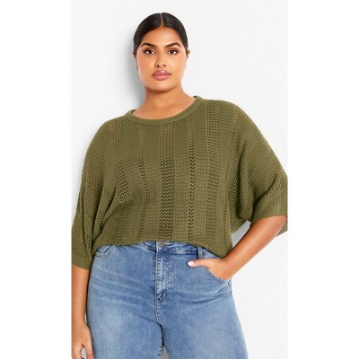 Women's Plus Size Jayde Sweater - khaki | CITY CHIC