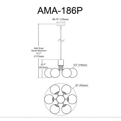 Dainolite Amanda 6 - Light Pendant in  Matte Black