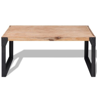 vidaXL Solid Acacia Wood Coffee Table with Steel Legs - Stylish Industrial Look, Durable Living Room Furniture, Easy Assembly, Brown and Black