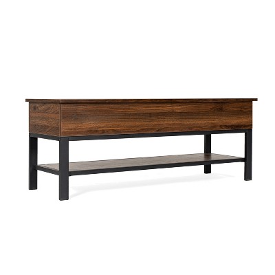 Flash Furniture Wyatt Farmhouse Entryway Storage Bench with Lower Shelf Perfect for Entryway, Mudroom, or Bedroom