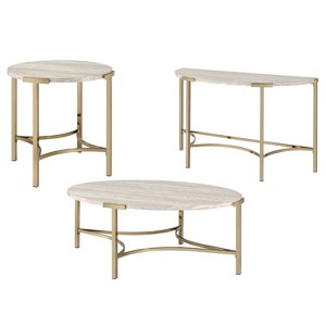 3pc Grand Canal Modern Coffee Table Set Champagne - miBasics - 1 of 4