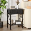 VECELO Modern X-Design Nightstand, End/Side Table with Fabric Drawer & Open Storage Shelves for Bedroom or Living Room - 4 of 4