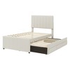 Twin Size Upholstered Platform Bed with Trundle and 3 Drawers - 4 of 4