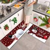 Christmas Snowman Kitchen Rugs, 17x30+17x47 Inches, Plaid Winter Mats, Washable Non - Slip Floor Decor - 3 of 4