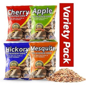 Wood Chips for Smoking Variety Pack – 4 Flavors: Apple, Mesquite, Hickory & Cherry – All-Natural BBQ Grill & Smoker Wood, 4 Pack (2 lbs Each) - 1 of 4
