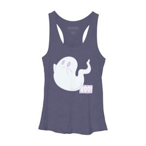Women's Design By Humans Boo Cute Ghost Halloween cute design By BoogieCreates Racerback Tank Top - 1 of 3