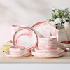 vancasso 18-piece pink marble ceramic tableware set with curved edges serves 6 people Including 6 Plates/Dessert Plates/Bowls Serving 6 People - 3 of 4