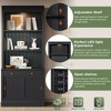 PAGED Tall Bookshelf with LED Lighting Modern Bookcase with 2 Glass Doors and 1 Drawer for Living Room, Study Room - 3 of 4