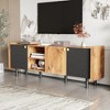 Chic Crate - 70" Mid-Century Modern Media Console - 3 Closed Cabinets & Storage Hub - Walnut & Charcoal TV Stand for Living Room/Home Theatre - 3 of 4