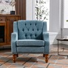 Ergonomic Button-Tufted Polyester Accent Chair with Solid Wood Legs, Vintage Brass Studs and Handmade Details, Comfy Living Room - 3 of 4