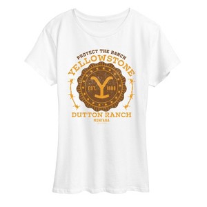 Women's - Yellowstone - Protect The Ranch Collegiate Logo Short Sleeve Graphic T-Shirt - 1 of 4