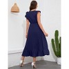 Womens Maternity V Neck Dress Ruffle Sleeve Pocket Baby Shower Maxi Dress - 2 of 4