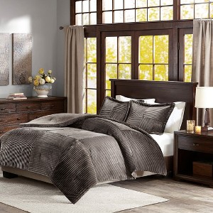 Kumasinova 3PCS Plush Down Alternative Comforter Set,Bedding Comforter Sets with Shams,Hypoallergenic Down Alternative,Dust-Proof,Brown - 1 of 4