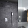 Sumerain Shower System Ceiling Mount with Rough-in Valve, Rain Showerhead and Hand Shower, Chrome - 3 of 4