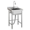Utility Sink Stainless Steel Sink Freestanding Single Bowl -? with Faucet & Hooks for Laundry Room, Garage, Apartments - 2 of 4