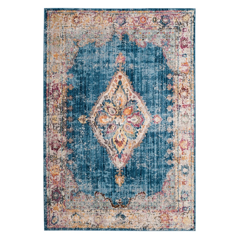 4'x6' Lynn Medallion Loomed Accent Rug Blue/Ivory - Safavieh