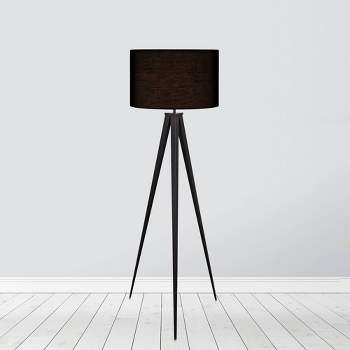 Allora Mid-Century Modern Tripod Floor Lamp with Drum Shade - Teamson Home