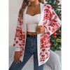 KOJOOIN Womens Christmas Reindeer Lightweight Long Sleeve Open Front Cardigan Sweaters with Pockets - 3 of 4
