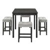 5 Piece Dining Table Set, Dining Room Table Set With Square Table, 4 Ergonomic Upholstered Stools, Solid Wood Space Saving Table Chair Set - 4 of 4