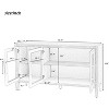 U-Style Wood Storage Accent Cabinet with Adjustable Shelf 3 Tempered Glass Doors Freestanding Storage Cupboard Console Table - 2 of 4