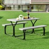 Gymax Picnic Table & Bench Set Outdoor Picnic Table Bench Set w/ Metal Frame & All Weather-resistant Surface Camping Table Set Black/Green/Grey/White - 2 of 4