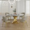 KWPZQEB 59" Round Sintered Stone Dining Table, Glossy Pandora Sintered Stone Tabletop Dining Table with 31.5" Lasy Susan & Hourglass Base (Table Only) - 3 of 4
