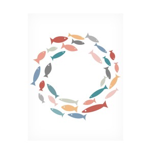 Tom Quartermaine 'Colorful Abstract Shoal of Fish' Canvas Art - 1 of 4