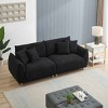 3-Seater Teddy Fleece Sofa, Compact Design Sofa with Modern Metal Legs and Throw Pillows, Sofa with Sponge Filling Cushions-Coolbibila - 3 of 4