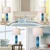 ROTTOGOON 26.5" Set of 2 Table Lamps, Blue Glass, Bedroom Nightstand Lamp with USB-C & USB-A Charging Ports, Modern Art Deco, LED Bulb Included - 4 of 4