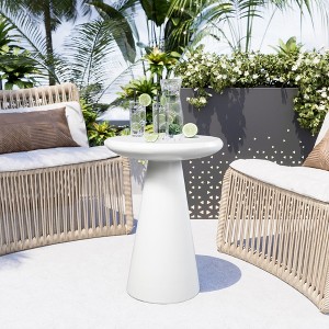 UPHA 16-Inch Round Side Table – Magnesium Oxide Mushroom Shape End Table for Indoor & Outdoor Use - 1 of 4