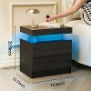 QingMoon Modern End Side with 2 Drawers, with LED Night Stand, Wood Drawers, for Bedroom - 3 of 4
