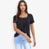 Anna-Kaci Women's Eyelet Square Neck Top with Pleated Front, Lightweight Comfortable Casual Blouse - 4 of 4