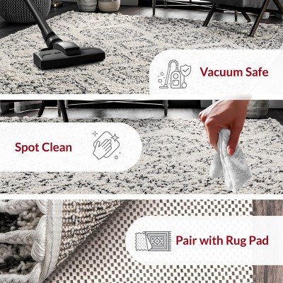 Vasiliki Moroccan Shag Tasseled Runner Rug, 2' 8" x 8', Off-White