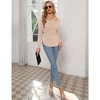 Women’s Long Sleeve Cutout Asymmetrical Neck Tshirt Slim Fit Tunic Blouse - 3 of 4