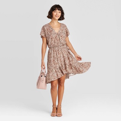 wrap dress with frill hem