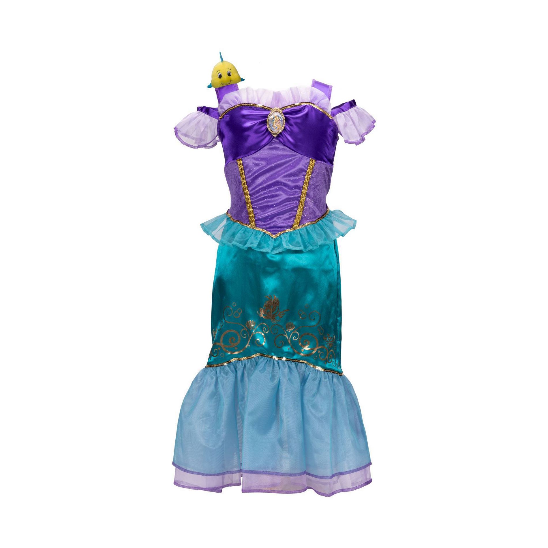 Disney Princess Majestic Ariel Dress with Flounder Shoulder Plush Friend