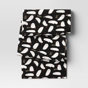72"x14" Halloween Ghost Table Runner Black - Hyde and EEK! Boutique™: Modern Ribbed Cotton, OEKO-TEX Certified - 1 of 3