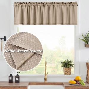 Waffle Weave Rod Pocket Short Kitchen Curtain - 1 of 4