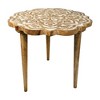 Royal Hampton 18 Inch Handcrafted Mango Wood Side End Table with Floral Carved Top and Tripod Base - 3 of 4