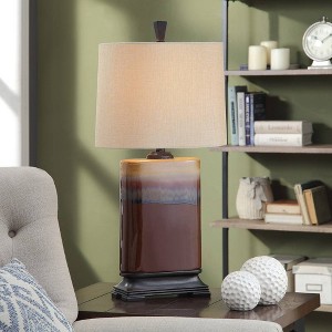 StyleCraft Reactive Glaze Table Lamp Burnt Red Glazed : Ceramic Body, Linen Shade, No Assembly Required - 1 of 4