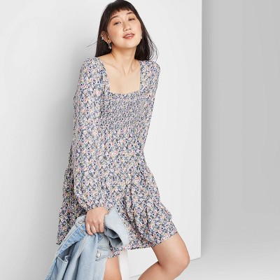square neck smock dress