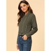 Allegra K Women's Notched Collar Zip Closure Biker Motocycle Denim Jacket - 4 of 4