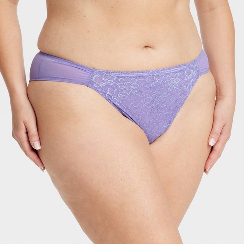Women's Lace and Mesh Cheeky Lingerie Underwear - Auden™ Purple 1X
