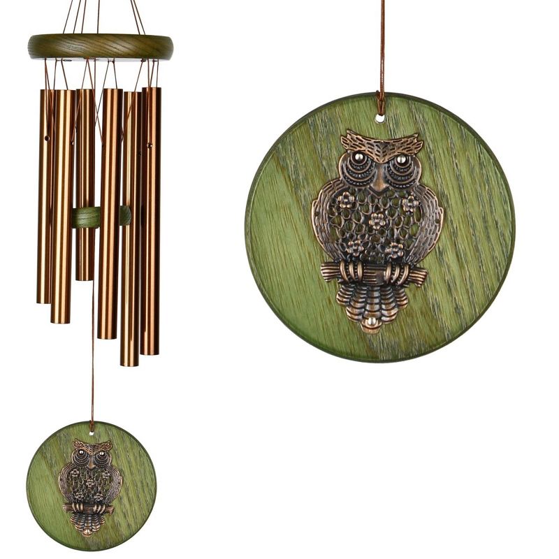 Woodstock Windchimes Habitats Chime Green, Owl, Wind Chimes For Outside, Wind Chimes For Garden, Patio, and Outdoor Décor, 17"L, 4 of 9